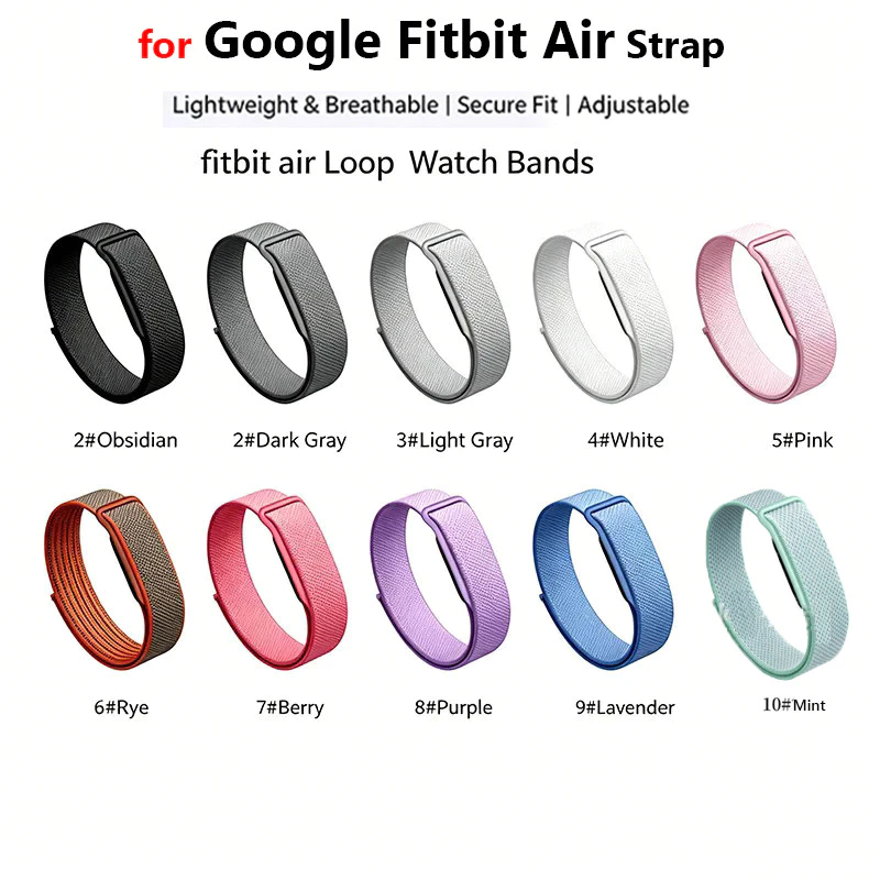 สายไนลอนสําหรับ Google Fitbit Air Sport ห่วงไนลอนถักสายนาฬิกา Breathable Band สายรัดข้อมือทดแทนสําหรับ Google Fitbit Air Strap