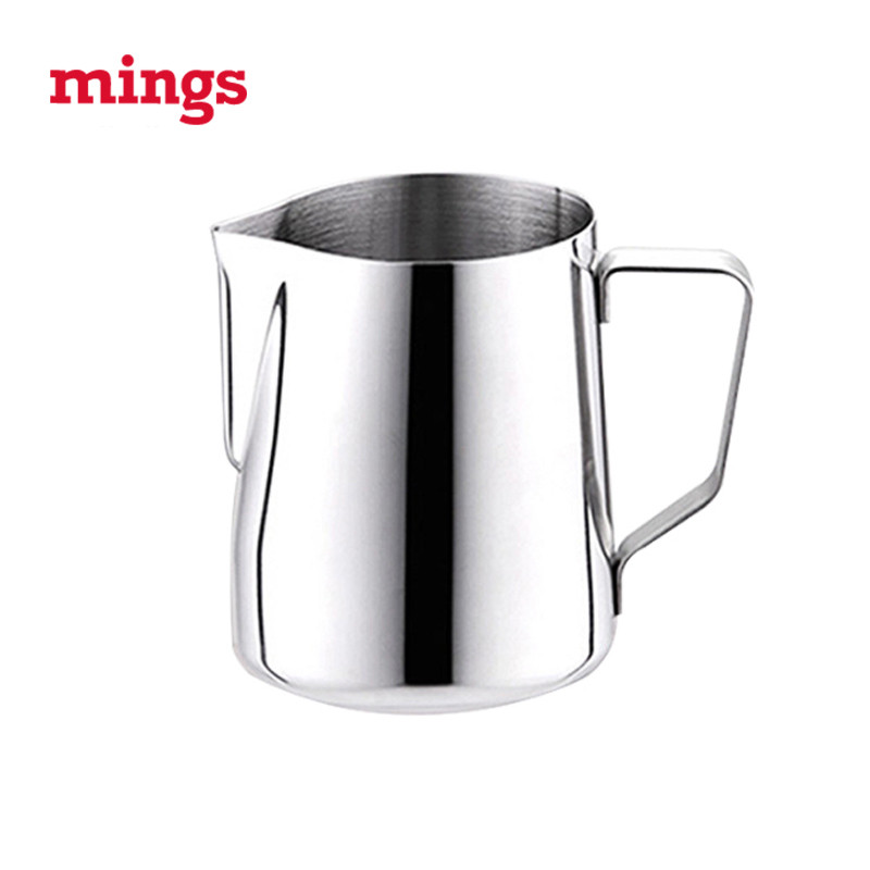 Mings Mings Sharp-Mouth ดึงถ้วยดอกไม้หนา 304 สแตนเลสดึงดอกไม้กระบอกเครื่องชงกาแฟ Matching นม Frother