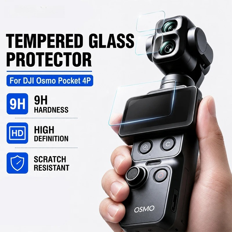 สําหรับ DJI Osmo Pocket 4 Pro กระจกนิรภัย 9H Ultra-Clear Glass เลนส์กล้องป้องกันหน้าจอฟิล์มสําหรับ DJI Pocket 4P อุปกรณ์เสริม
