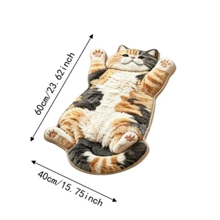 PEARLTH พรมตกแต่งบ้าน,พรมกันลื่น 2D Cat-Shapedพรมพื้นที่,นุ่มป้องกันการเปรอะเปื้อนทําความสะอาดง่ายพรมการ์ตูนห้องนั่งเล่น