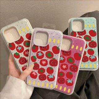 มะเขือเทศน่ารัก🍅 Silicone TPU เคสไอโฟน For iPhone 11 17 16 15 12 13 14 15 Pro Max 12 XR X XS Max 7 8 16 Plus เคสมือถือ