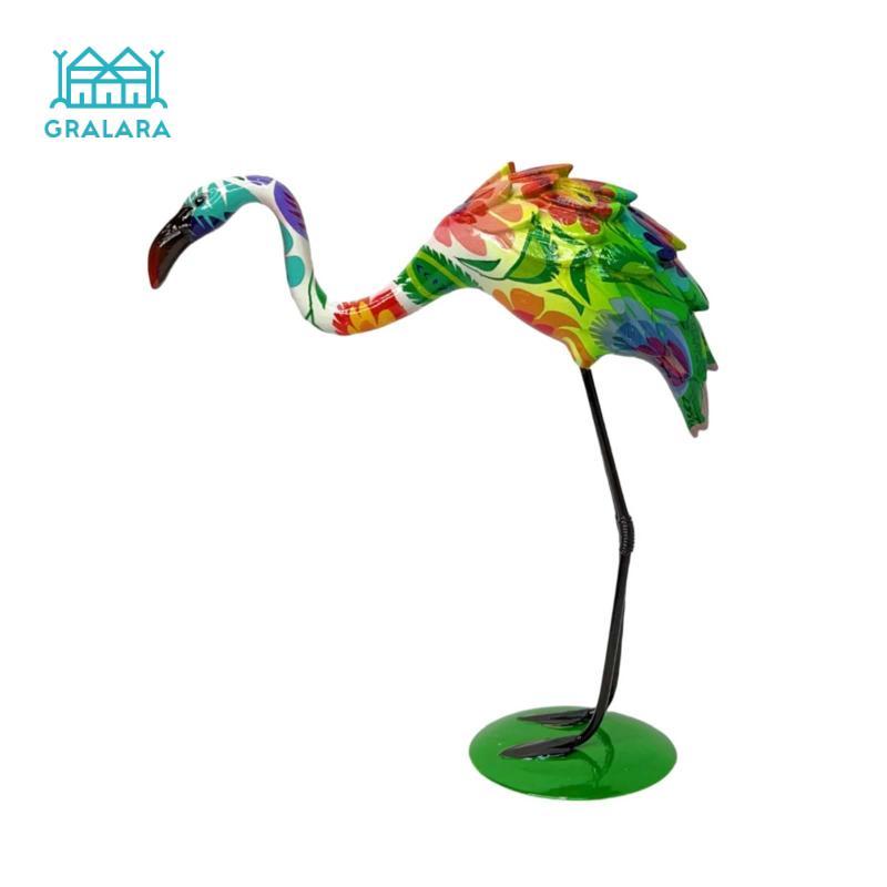 Gralara Flamingo Sculpture with Flat Base Standing Flamingo Sculpture Red