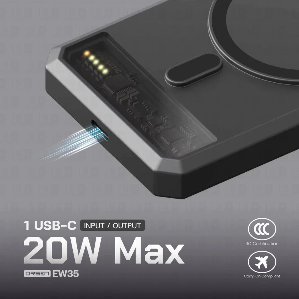 [CCC+Qi2] Orsen by Eloop EW35 CCC แบตสำรอง 10000mAh ชาร์จเร็ว 20W พาวเวอร์แบงค์ ชาร์จไร้สาย แม่เหล็ก มีขาตั้ง มอก. thumbnail 6
