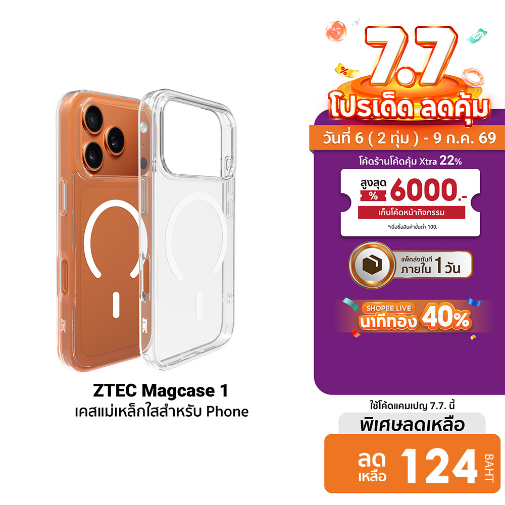 [ลดเหลือ 124] ZTEC MagCase 1 เคสแม่เหล็ก เคสใส Case สำหรับ iPhone 13/14/15/16/17 Air Pro Promax