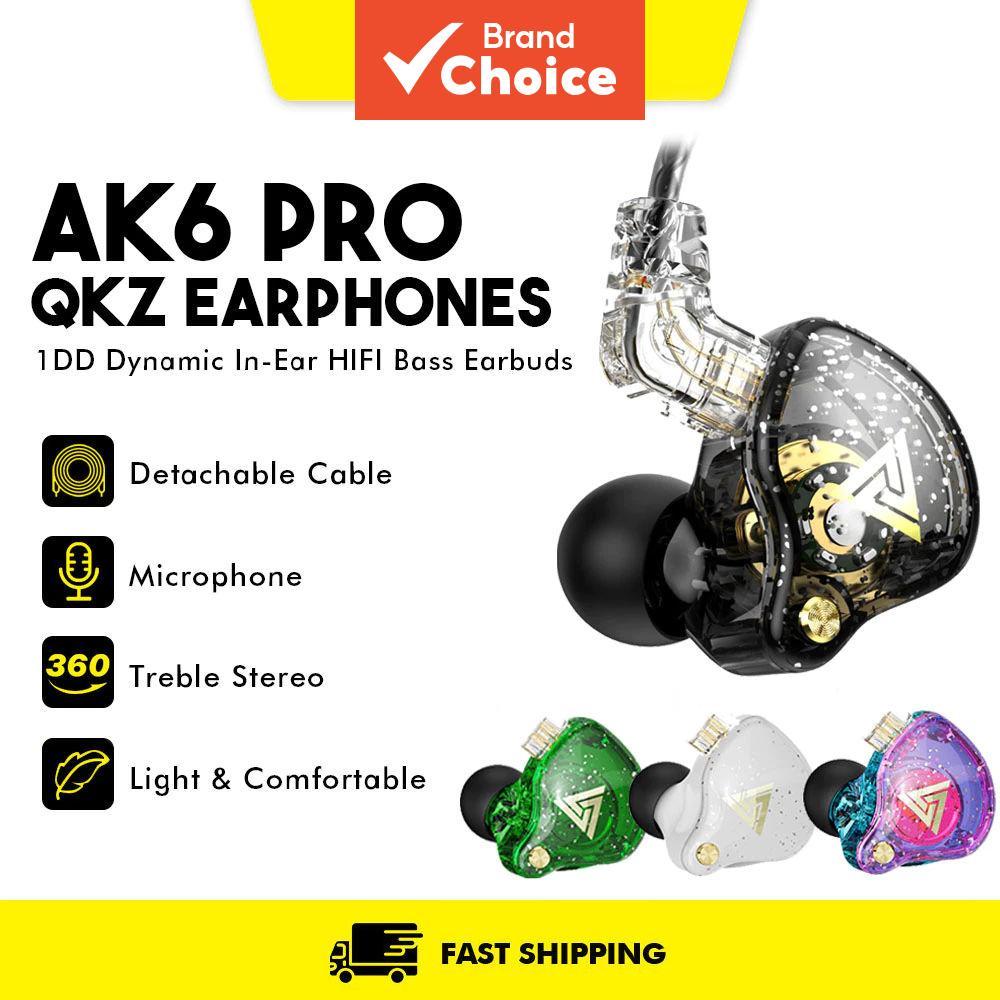 QKZ AK6 Pro หูฟัง AK6 1DD แบบไดนามิก Hi Fi หูฟัง In Ear Monitor พร้อมไมโครโฟนที่ถอดออกได้สายความละเอ