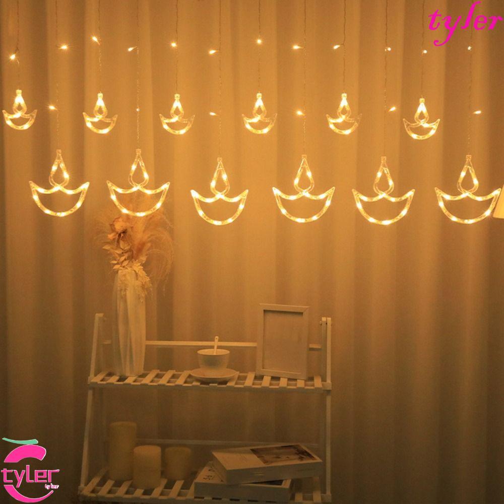 TYLER Diwali Light, ปลั๊ก USB รูปหัวใจผ้าม่าน, คริสต์มาส Happy Diwali Brilliant Night String ไฟตกแต่