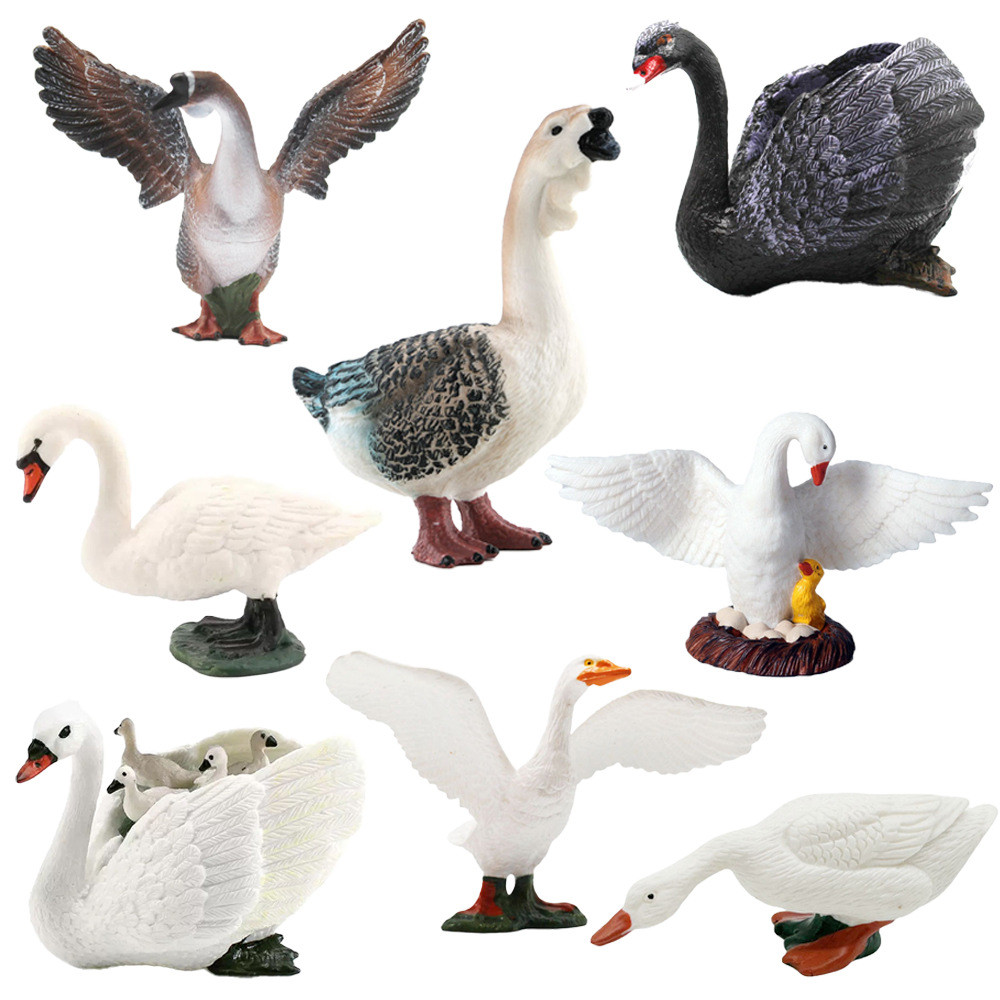 จําลองฟาร์มสัตว์เครื่องประดับชายสีขาว Goose Swan Wart จมูก Swan Lion Head Goose Black Swan ของเล่น