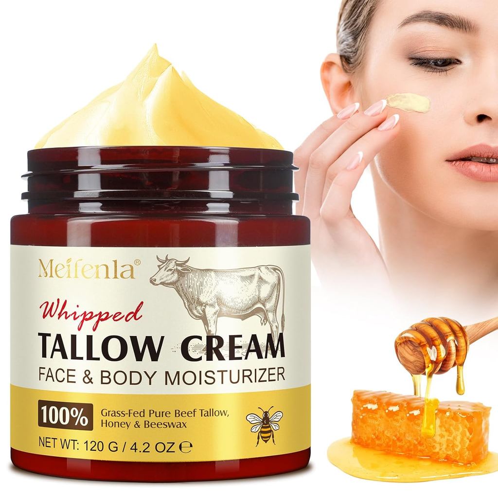 Meifenla Beef Tallow สําหรับ, Tallow และ Honey Tallow Face Moisturizer,Hydrating Beef Balm Deeply Mo