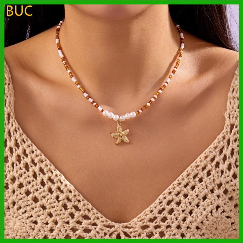 BUC ปลาดาวสร้อยคอไข่มุก Millets ลูกปัดปรับความยาว Beachwear อุปกรณ์เสริม