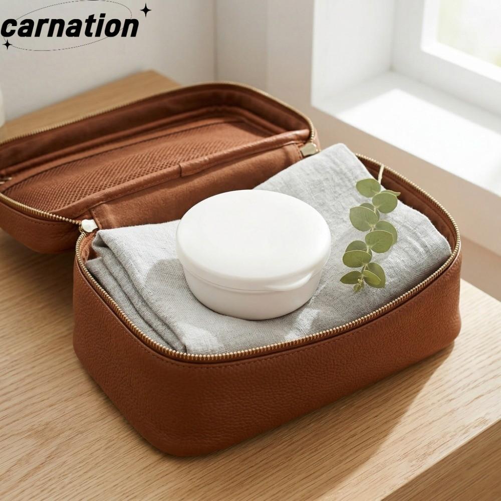 CARNATION กล่องสบู่ สบู่ขาวกลม มุมกลม ป้องกันการรั่วซึม ที่วางสบู่พลาสติกแบบพกพา แคมป์ปิ้งกลางแจ้ง