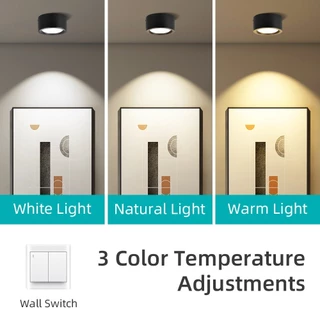 ชุด 3 ชิ้น ดาวน์ไลท์ LED ติดพื้นผิว 3 สี 5W10W15W20W25W30W ไฟเพดานความสว่างสูง บ้านประหยัดพลังงาน