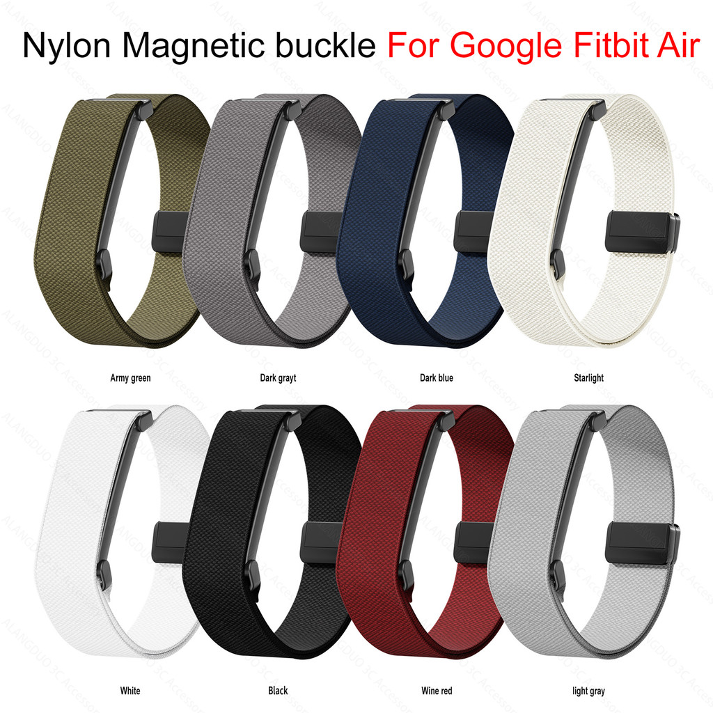 สายรัดหัวเข็มขัดแม่เหล็กไนลอนสําหรับ Google Fitbit Air สายรัดยางยืดสร้อยข้อมือทดแทนแบบปรับได้