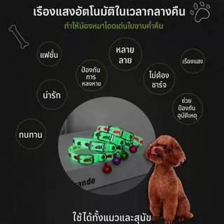 【PetZap】พร้อมส่ง COD ปลอกคอเรืองแสงสัตว์เลี้ยง ปลอกคอแมวสุนัข ซิลิโคนสะท้อนแสง มีกระดิ่ง ลายเท้า CW-104