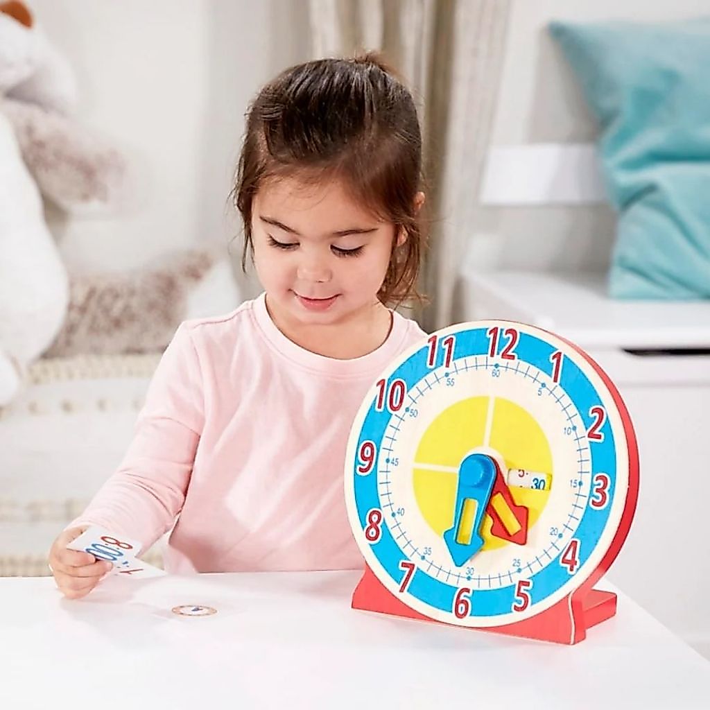 Melissa & Doug ساعة خشبية لتعليم الوقت — صورة 3