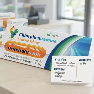 B L HUA ยาเม็ดแก้แพ้คลอร์เฟนิรามีน 10 Pcs.