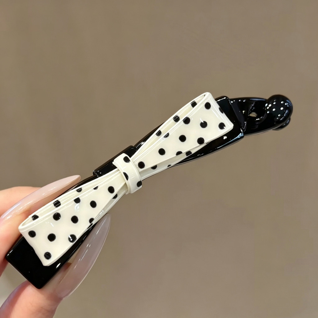 แฟชั่น Polka Dot Bow Tie Banana Clip กิ๊บติดผมผู้หญิง