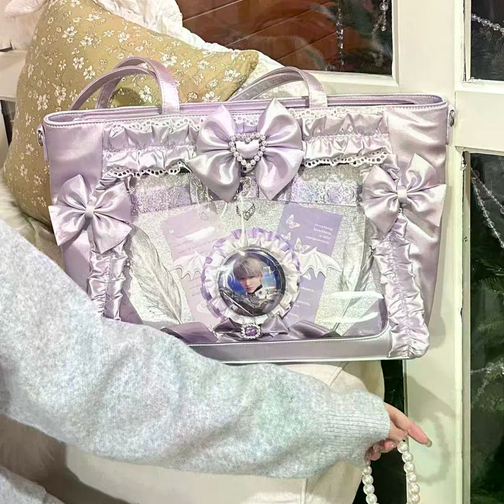 Lace Bow Ita Tote – กระเป๋าแสดงตราใสสําหรับหมุดอนิเมะ