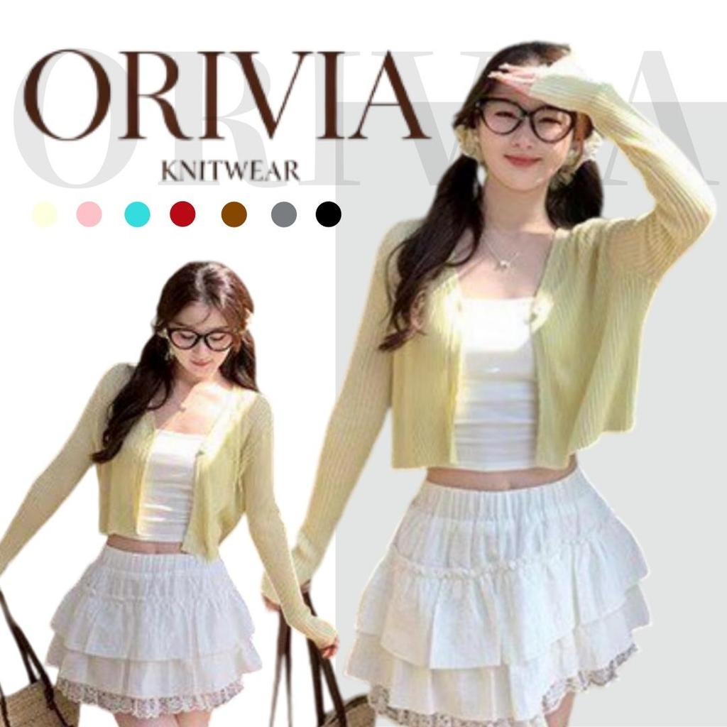 ORIVIA -16316เสือคลุมไหมพรมแขนยาว ผ้าบางไม่หนารุ่นนี โทนสีพาสเทลใส่คลุมกับอะไรก็ปัง