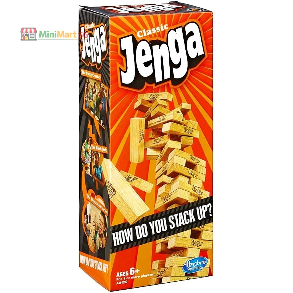 MiniMart SG Jenga บล็อกไม้คลาสสิกเกมทาวเวอร์ซ้อนเกมกระดานปาร์ตี้สําหรับครอบครัวของเล่นเพื่อการศึกษาส