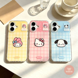 เคส IMD ลายตารางพาสเทล ซานริโอ้ น่ารักมากๆ สำหรับ OPPO Reno 11F 16F 13 15F 16 5 12F 14 6z 14F 8T 11F 10 11 13F 6 5F 5z
