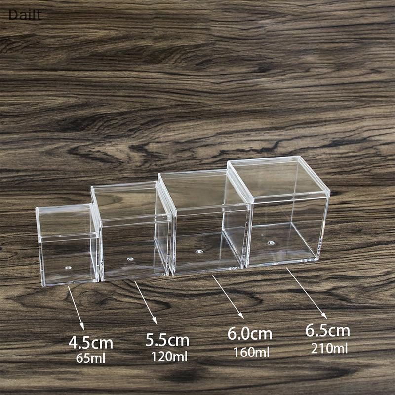 Dailt Square กล่องพลาสติกใสสูง Betta Breeding Box Mini Candy Slime Crystal Mud Paaging Box (TH)