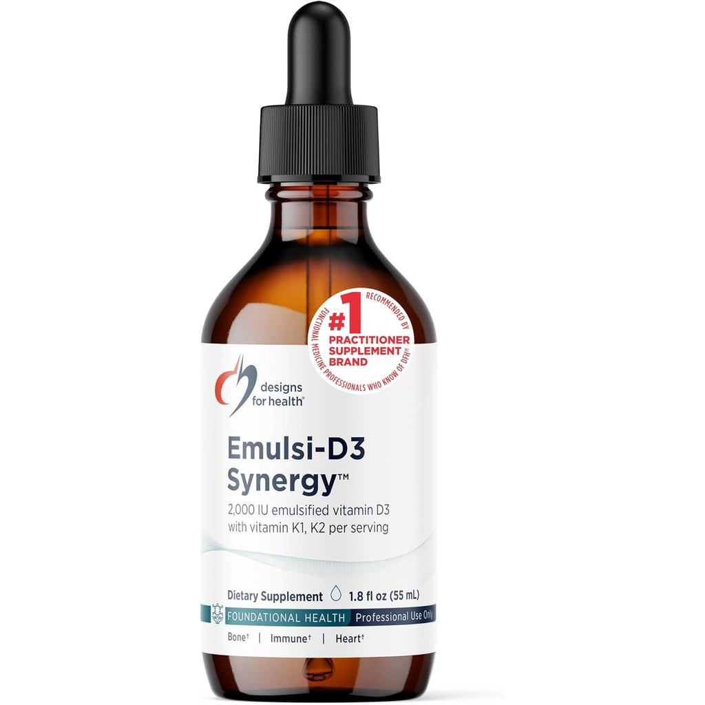 Designs for Health Emulsi-D3 Synergy 2000 IU Vitamin D Liquid with Vitamin K - Emulsified Liquid D3 