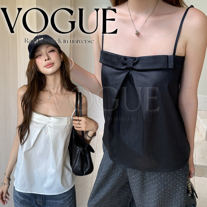 Vogue พร้อมส่ง เสื้อสายเดี่ยวโบว์ดีไซน์เกาหลี ลุคหวานปนแซ่บ ใส่แล้วสวยดูหุ่นดี (A2476)