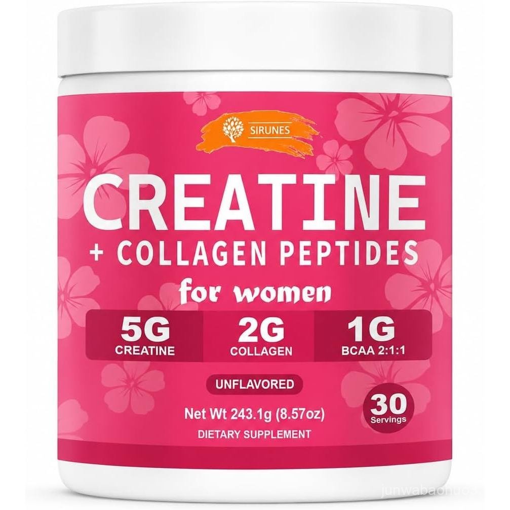 SIRUNES Creatine และคอลลาเจนสําหรับผู้หญิง – 5g Creatine Monohydrate 2g Collagen Peptides 1g BCAA 2: