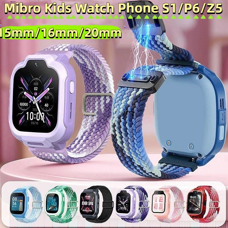 15/16/20mmโลหะแม่เหล็กดึงดูดยืดหยุ่นทอสายนาฬิกาสําหรับ Mibro Kids Watch Phone S1 สายนาฬิกา Mibro P6 
