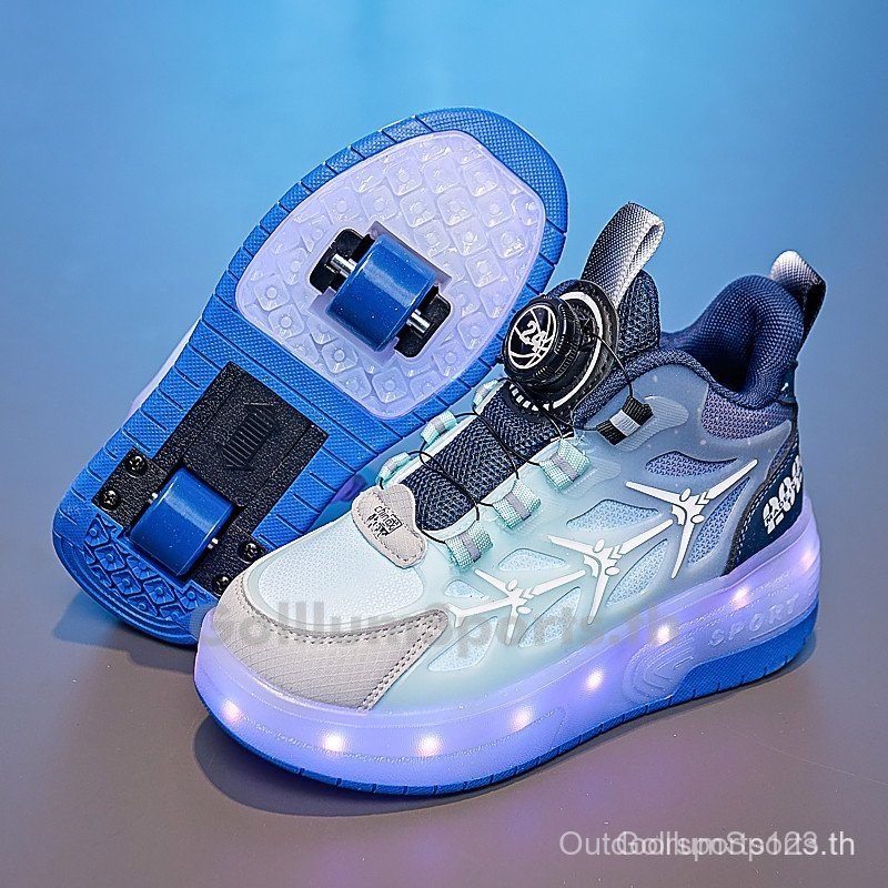 Fast Shipping Girls Wheeled Shoes Children Heelys Skates USB ชาร์จเด็ก Double Wheeled Walking Shoes 
