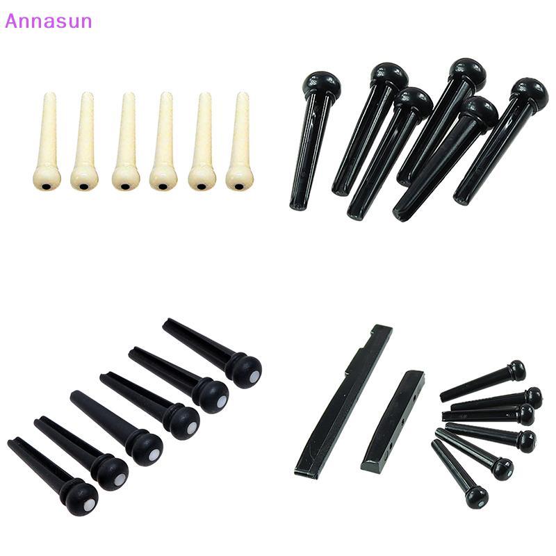 Annasun ชุด 6 ชิ้น Bla Ebony Bridge Pins พร้อมจุดเชลล์สําหรับกีตาร์อะคูสติกคุณภาพ
6 ชิ้น Ebony Bridg
