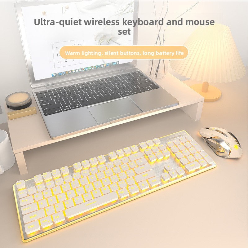 Steampunk Mechanical Feel Keyboard คอมพิวเตอร์ฟิล์มไร้สาย Silent Mute Keyboard