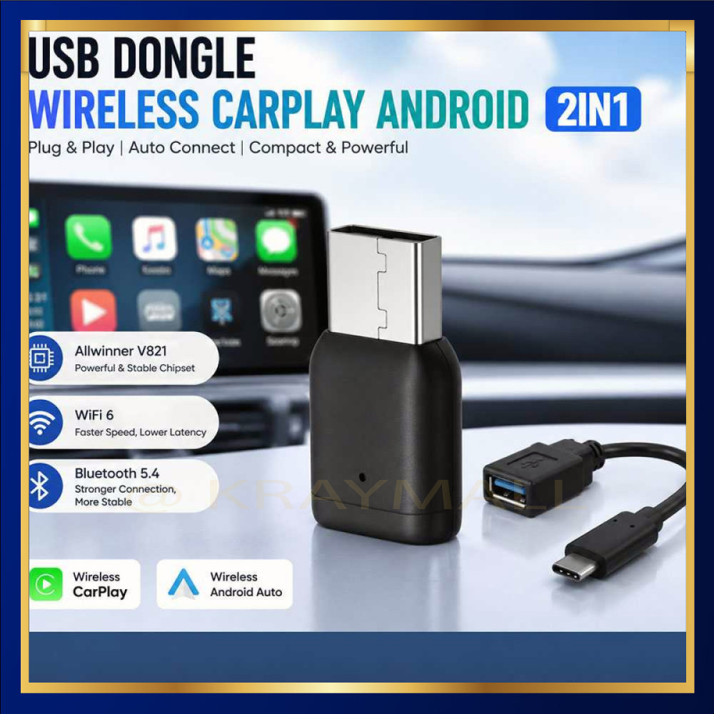 อะแดปเตอร์อัตโนมัติ Android CarPlay แบบมีสาย USB 2in1 - X8