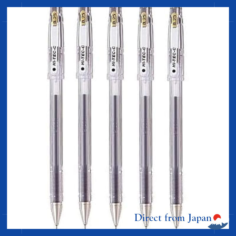 Pilot Hi-Tec-C 025 Gel Ink Pen Hyper Fine 0.25mm Black Ink LH-20C25 Value Pack of 5