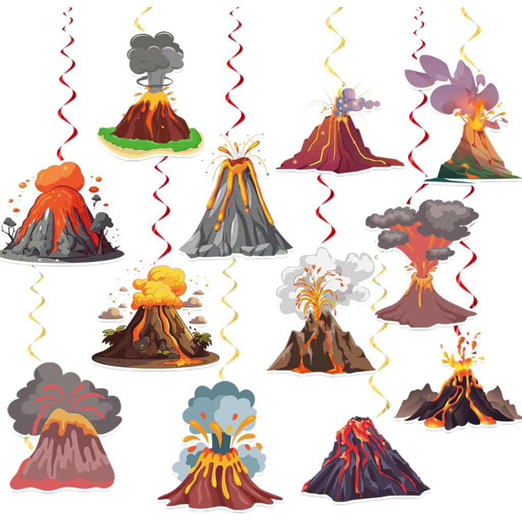 24 ชิ้น Volcano แขวนตกแต่ง Lava Volcano แขวน Swirls เพดาน Swirls Volcano อุปกรณ์งานเลี้ยงวันเกิดสําห