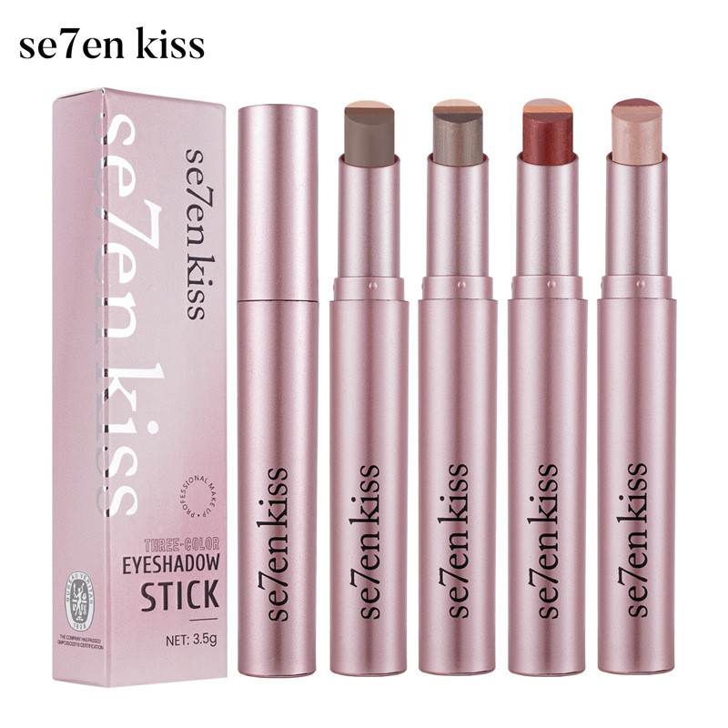 Seen kiss Tricolor Eyeshadow Stick Delicate Pearlescent Gradient Eyeshadow Glitter Lazy Novice Eyesh