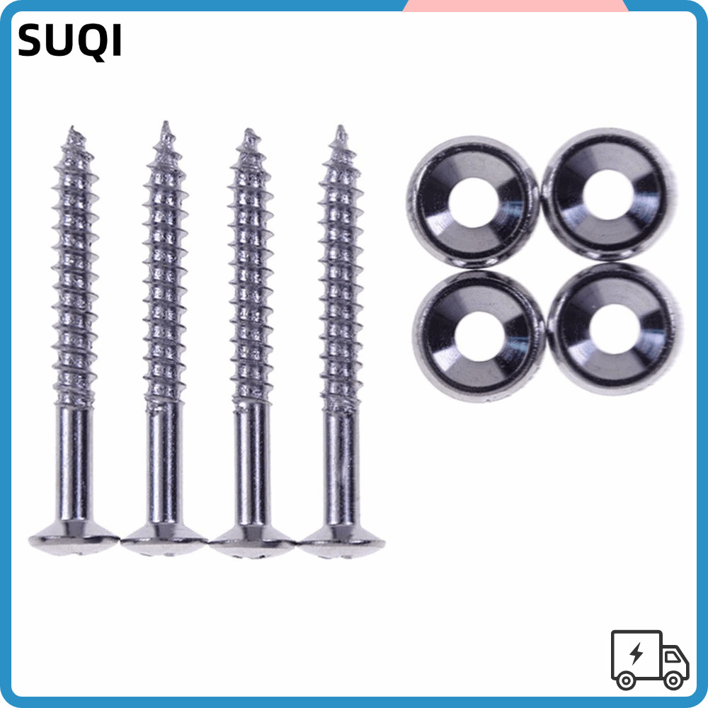 SUQI 4PCS กีตาร์คอ Joint Bushings,โลหะเงินกีตาร์คอสกรู,พรีเมี่ยมคอ Joint Ferrules Bolts กีตาร์ไฟฟ้า