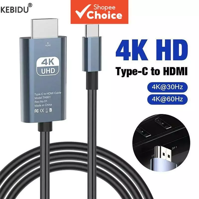 สาย Type C เป็น HDMI 60Hz สายเคเบิลอะแดปเตอร์ความเร็วสูงพิเศษ USB C เป็น HDMI สําหรับสมาร์ทโฟนแท็บเล็ต Pro