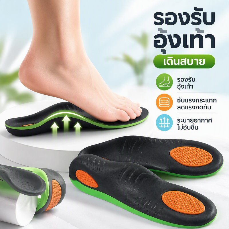 Arch Support Insoles EVA เจลรองเท้าใส่ Breathable Shock Absorbing Heel Cushion Pad
