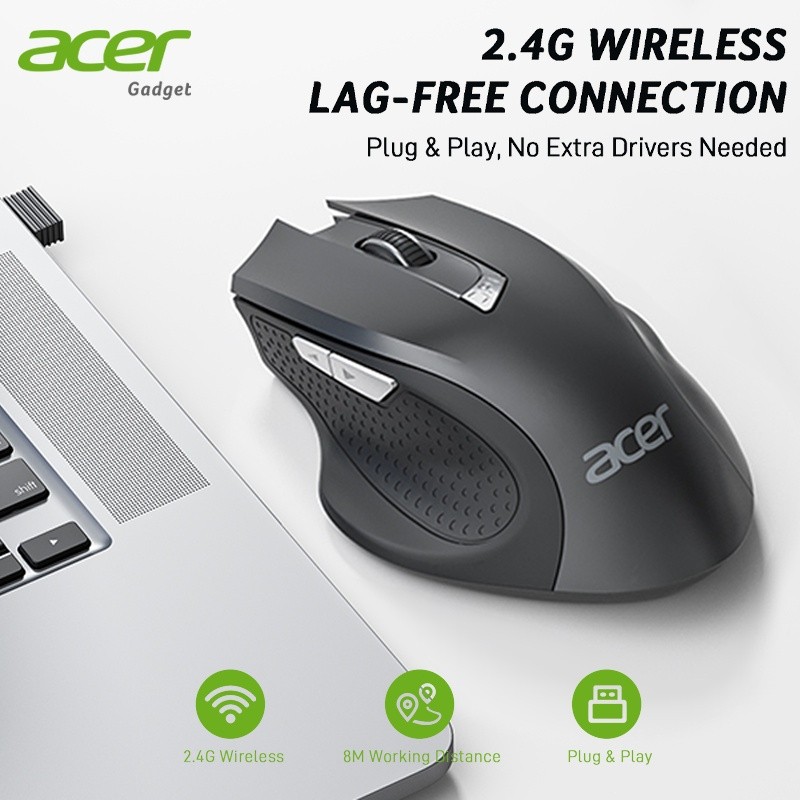 Acer เมาส์ไร้สายบลูทูธ โหมดคู่ type-c แบบพกพา ออกแบบตามสรีรศาสตร์ สําหรับสํานักงาน
