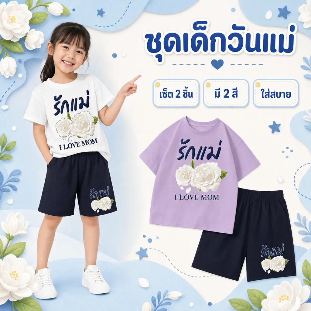 （จัดส่งตลอด 24 ชั่วโมง)วันแม่แห่งชาติ 2 ชิ้น แฟชั่น เซ็ตชุดเด็ก เสื้อ+กางเกง ชุดสองชิ้น