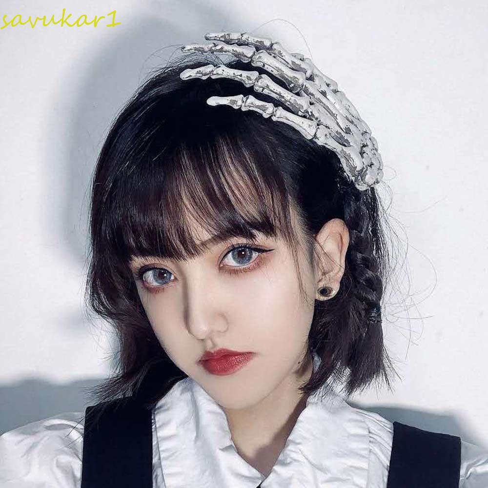 LUMEN สไตล์เกาหลี Barrette น่ารักขนาดใหญ่ Skull Hand Bone Punk คอสเพลย์อุปกรณ์เสริมฮาโลวีน Hairpin