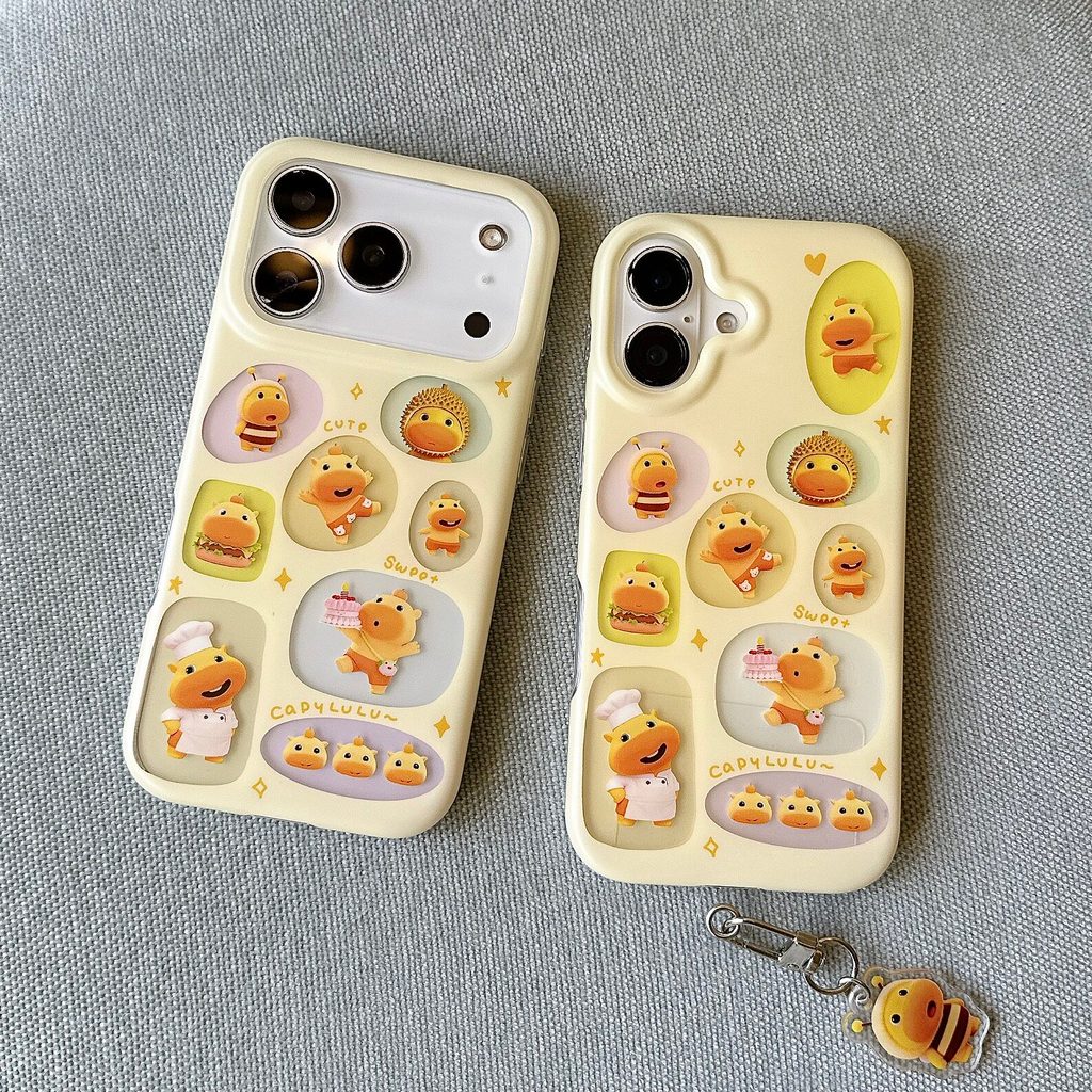 สําหรับiPhone 15 16 17 pro Maxกรณีการ์ตูนสีบล็อกCapybara Lulu Apple 17Promaxเคสโทรศัพท์17proสองชั้นiPhone16Promaxรวมทุกอย่างiPhone15proซิลิโคน17 Soft Case 16หญิง17PROMAX 16PROMAX 15PROMAXเคสโทรศัพท์เคสป้องกัน