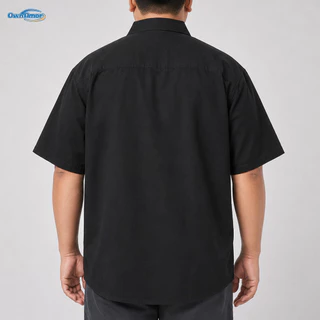 【4XL–8XL】 เสื้อเชิ้ตแขนสั้นผู้ชาย สมาร์ทแคชชวล ยืดหยุ่นเล็กน้อย สวมใส่สบาย ระบายอากาศได้ดี สีดำล้วน