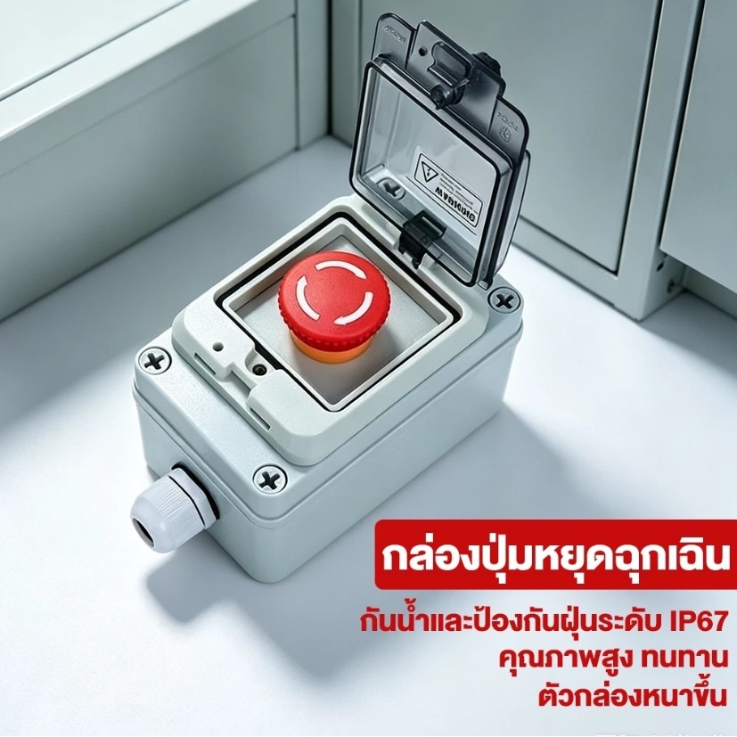 ปุ่มหยุดฉุกเฉิน Estop Switch พร้อมกล่อง e-Stop Box สวิตช์หยุดฉุกเฉิน Push Button คุณภาพดี ทนทาน สำหรับเครื่องจักรโรงงาน