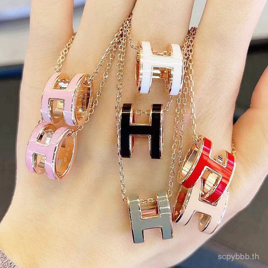ขายร้อนสไตล์เคาน์เตอร์คุณภาพสูงใหม่ Seiko รุ่น H สร้อยคอตัวอักษรเคลือบขนาดใหญ่ขนาดเล็ก mini จี้ 925 