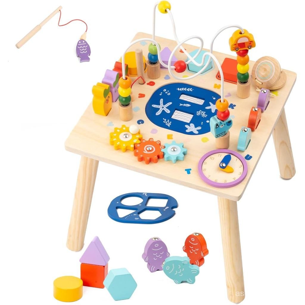 BusyeditionTableTablefor1Year old,9in1woodMontessoriToys|BabyTablewithBeadMazeToysforToddlerSensoryD