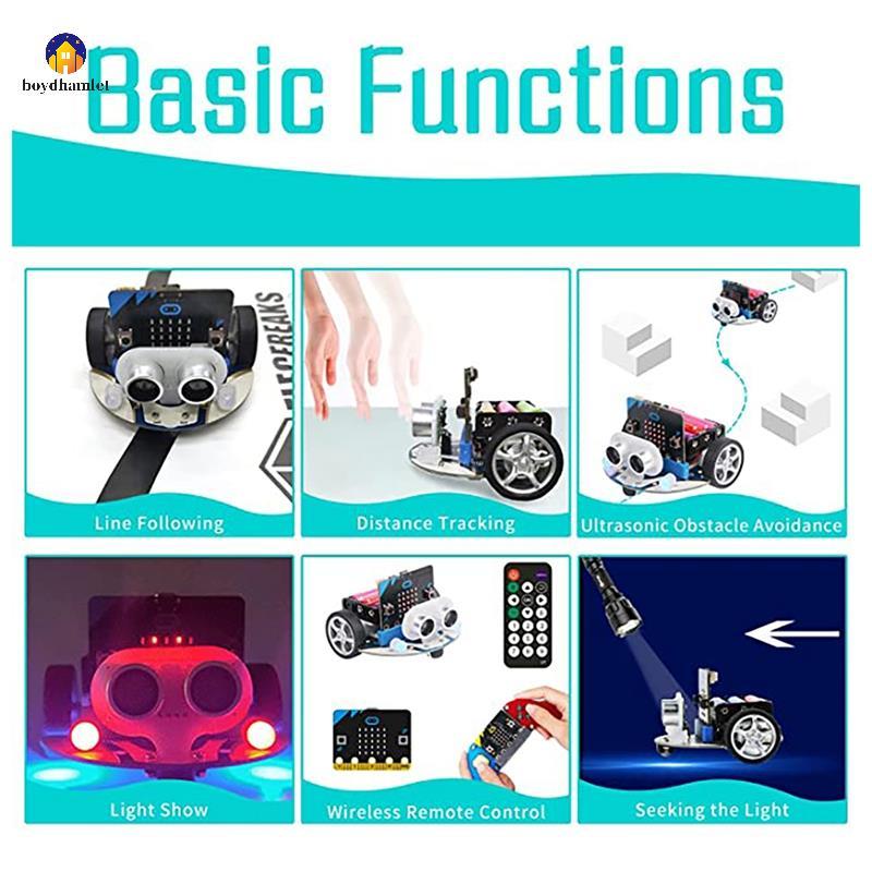 V1.5 บอร์ดพัฒนารถสมาร์ทชุด/Qtruck/Python Education Microbit หุ่นยนต์ตั้งโปรแกรมได้สําหรับ DIY boydha