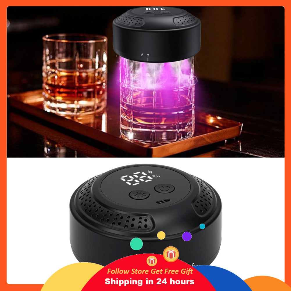 supergoodsales Electric Whisky Smoker Kit ชาร์จค็อกเทลพร้อมแสงสี 6 รส Wood Chips