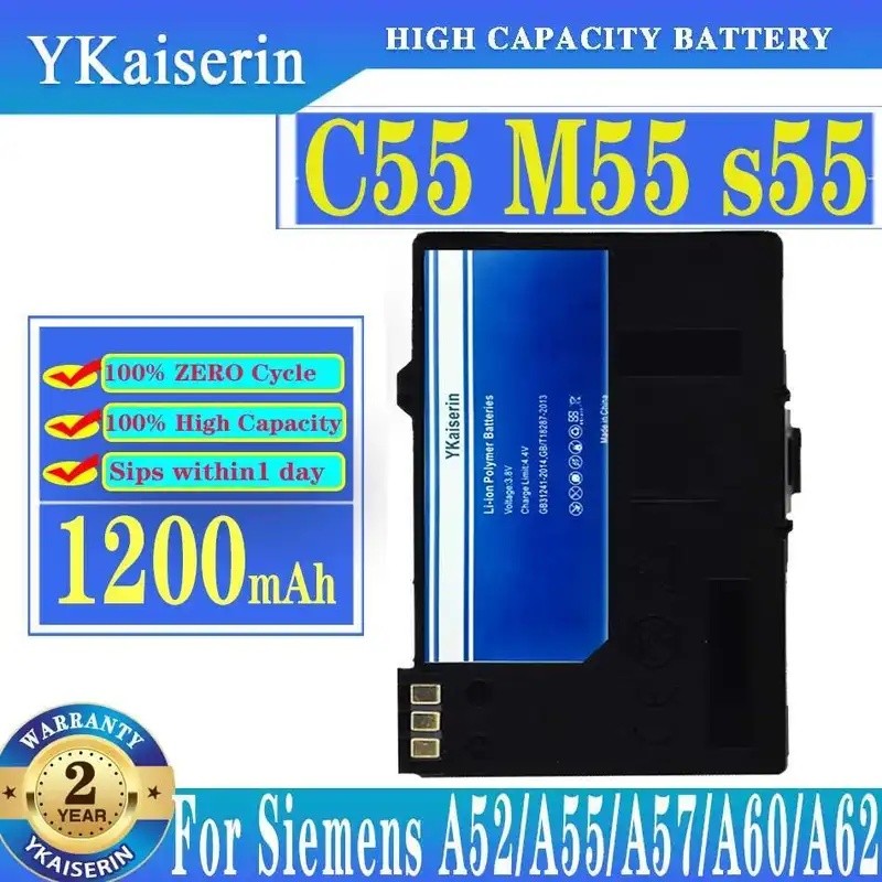 แบตเตอรี่โทรศัพท์มือถือ 1200MahสําหรับSiemens A52 A55 A57 A60 A62 A65 A70 C55 สําหรับGIGASET SL1 SL5